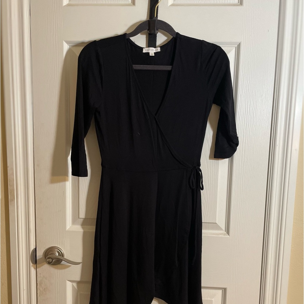 Black ballet wrap dress
